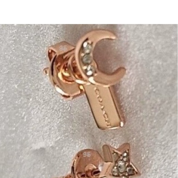 NWT Host Pick COACH Moon & Star Mismatched Stud Earrings Rose Gold - Picture 5 of 10